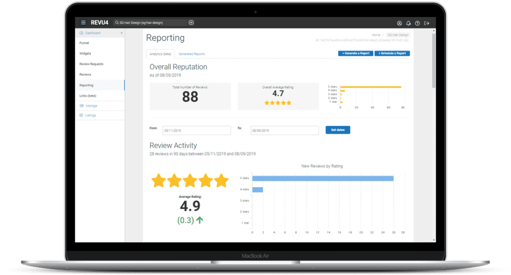 REVU4 Reporting dashboard